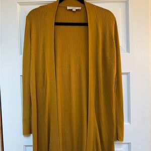 LOFT Mustard Yellow Open Cardigan